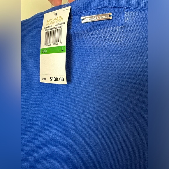 New MICHAEL KORS Studded Sweater Amalfi Royal Blue Silver Pullover Crewneck Knit - Picture 6 of 10